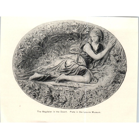 None Other - The Magdalen in the Desert c1890 Victorian Print AE8-CH2